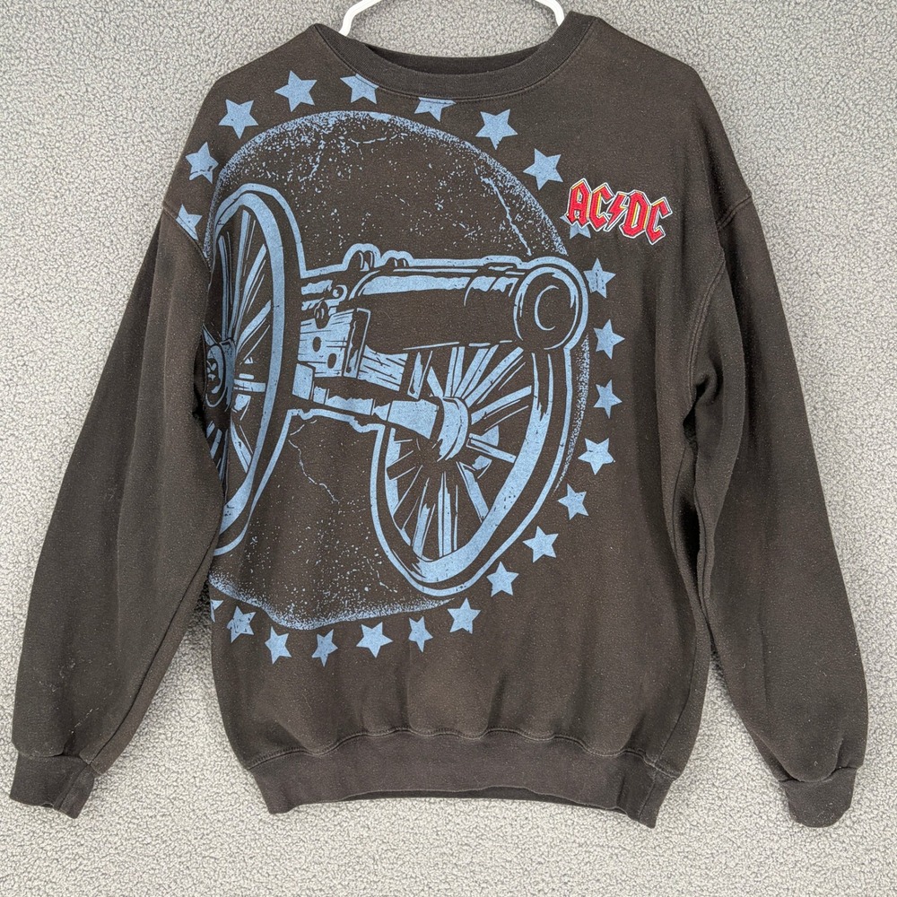 ACDC For Those About To Rock Cannon Graphic Sweatshirt Black Mens Medium